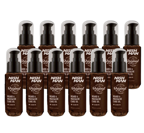 Nish Man Beard and Moustache Care Oil75ml - 12 STUKS