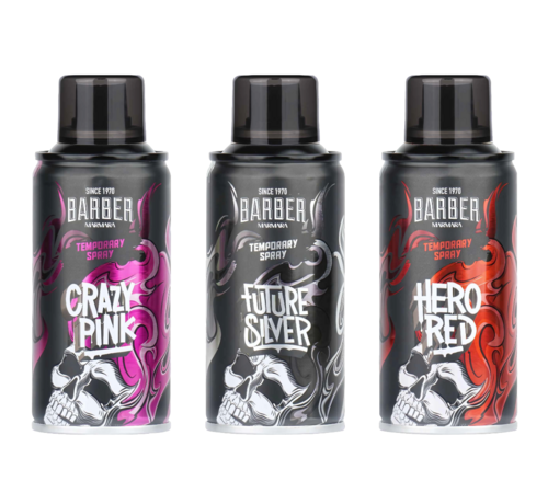 MARMARA BARBER Tijdelijke Kleur Spray PINK-SILVER-RED 150ml - SET