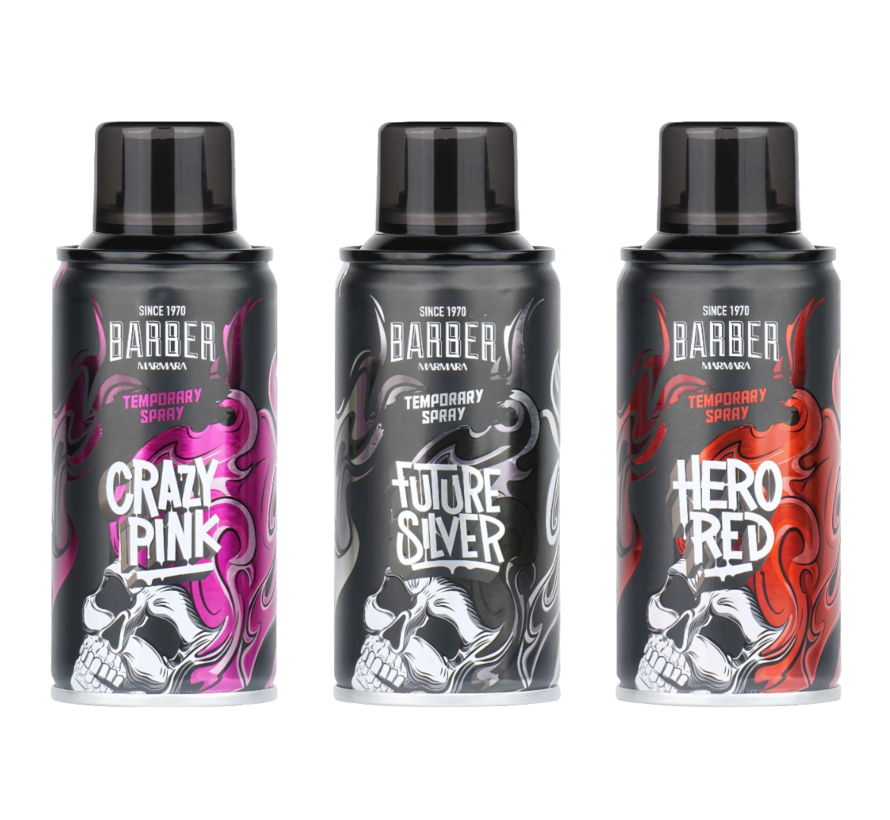 Tijdelijke Kleur Spray PINK-SILVER-RED 150ml - SET
