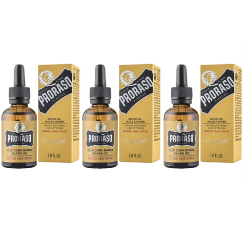 Proraso Beard Oil Wood and Spice - 3 STUKS