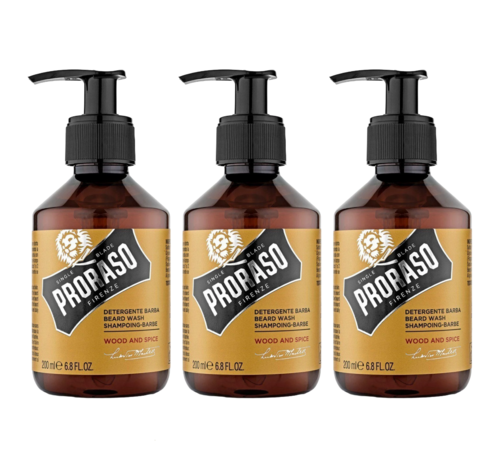 Proraso Beard Wash Wood and Spice 200ml - 3 STUKS