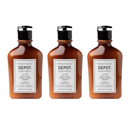 DEPOT N0.107 White Clay Sebum Control Shampoo 250ml - 3 STUKS