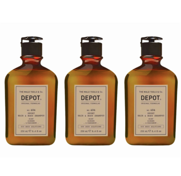 DEPOT N0.606 Sport Hair & Body Shampoo 250ml - 3 STUKS