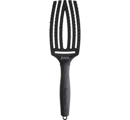 Olivia Garden Finger Brush Double Bristles Black Medium