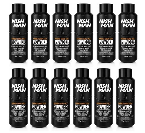 Nish Man Barber Shave Talc Powder 180g - 12 STUKS