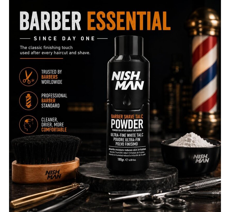 Barber Shave Talc Powder 180g - 12 STUKS