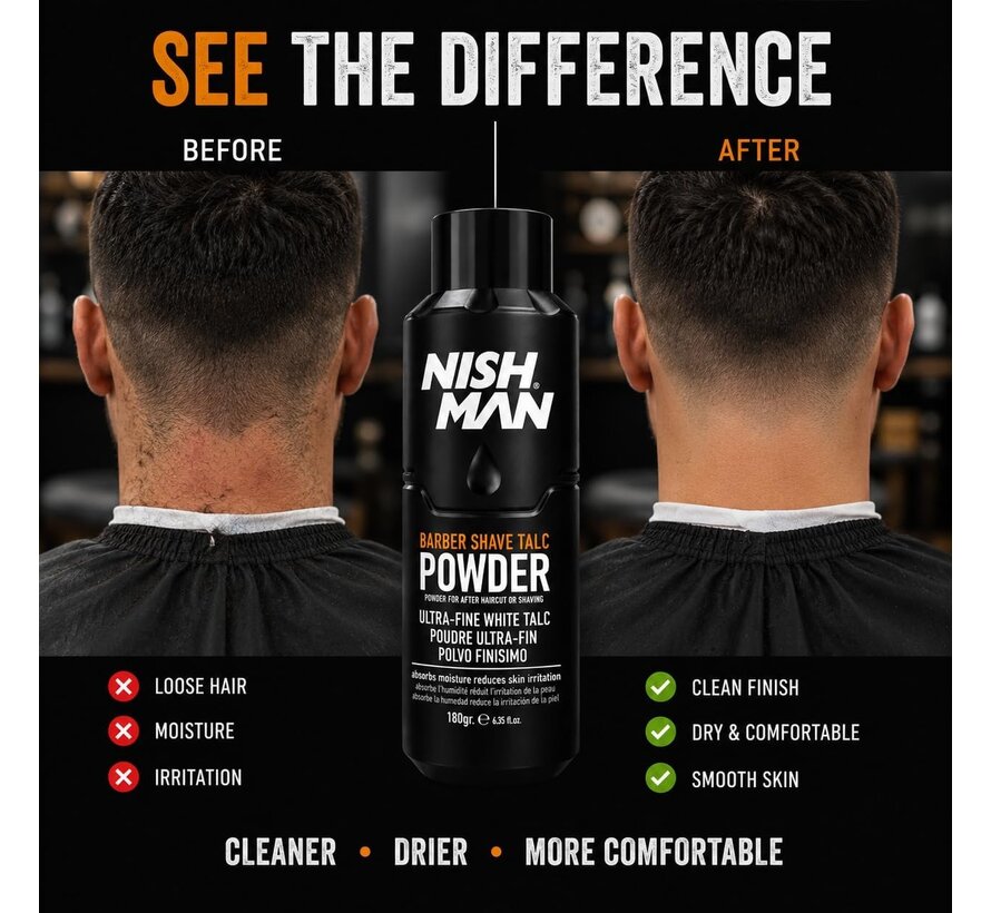 Barber Shave Talc Powder 180g - 12 STUKS