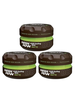 Nish Man Hair Styling Wax 08 Matte Finish 150ml - 3 STUKS