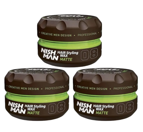 Nish Man Hair Styling Wax 08 Matte Finish 150ml - 3 STUKS