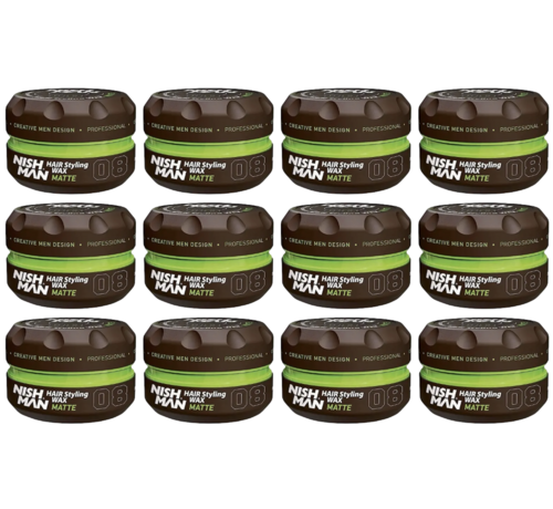 Nish Man Hair Styling Wax 08 Matte Finish 150ml - 12 STUKS