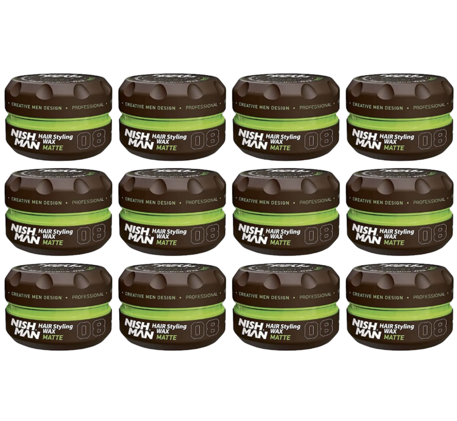 Hair Styling Wax 08 Matte Finish 150ml - 12 STUKS