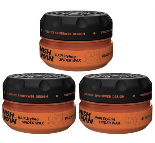 Nish Man Spider Hairwax S1 Black Widow 150ml - 3 STUKS