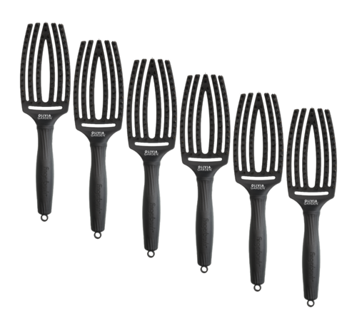 Olivia Garden Finger Brush BLACK Combo - Medium - 6 STUKS