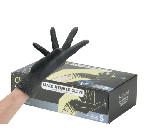 Sibel Black Nitrile Handschoenen 100stuks Maat S