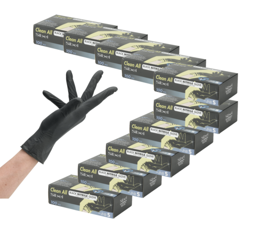 Sibel Black Nitrile Handschoenen 100stuks Maat S - 10 Pack