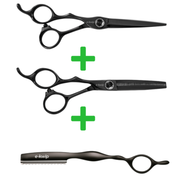 E-Kwip Kuro Kappersscharen Set Black  LEFT + Gratis E-Kwip Razor