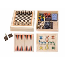 Houten spellen cassette 10-in-1 36x36 cm