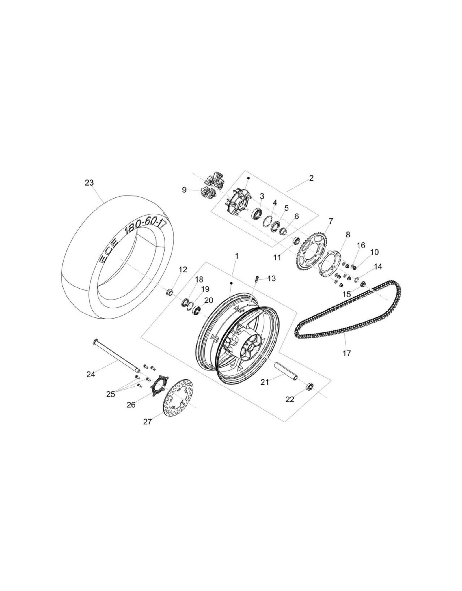 Aprilia RS660 Tuono 660 Rear wheel spindle nut, 648708