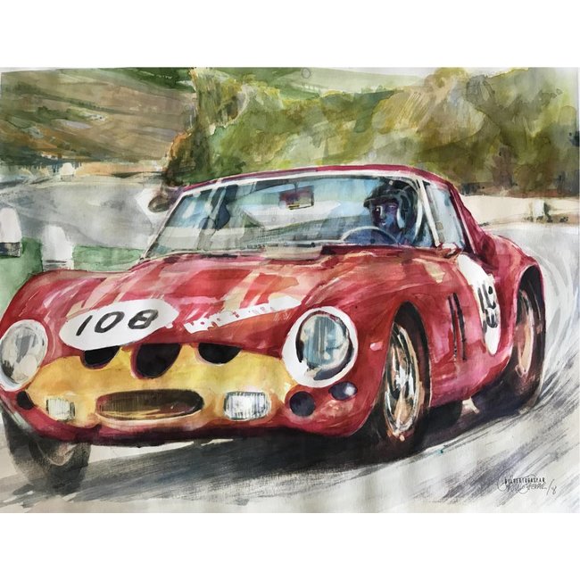 Ferrari Ferrari 250 GTO  waterverf - 40 x 50 cm - Gilberto Gaspar