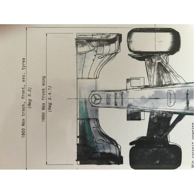 Mercedes ondertekende print Lewis Hamilton en Nico Rosberg 2015