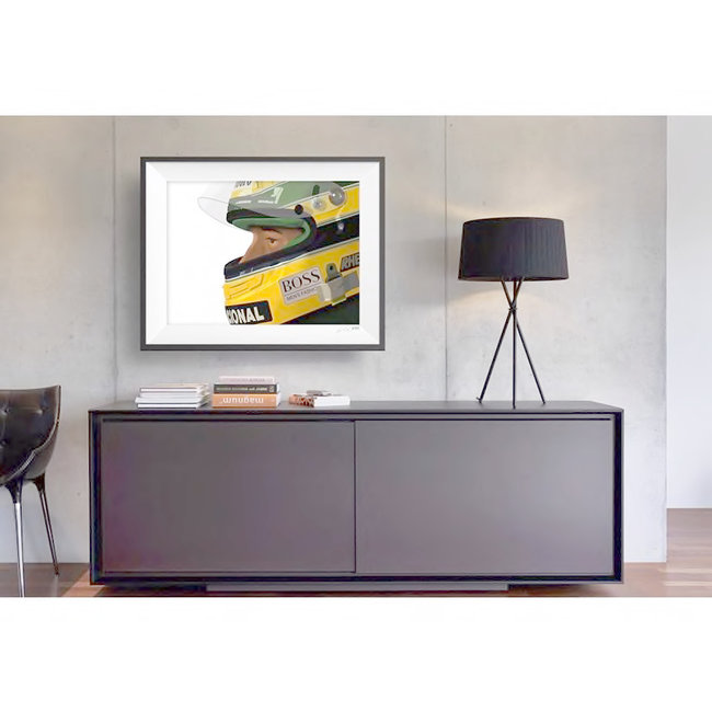 Ayrton Senna Print met houten lijst 63 x 43 cm