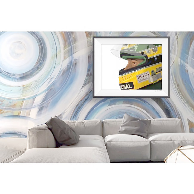 Ayrton Senna Print met houten lijst 63 x 43 cm