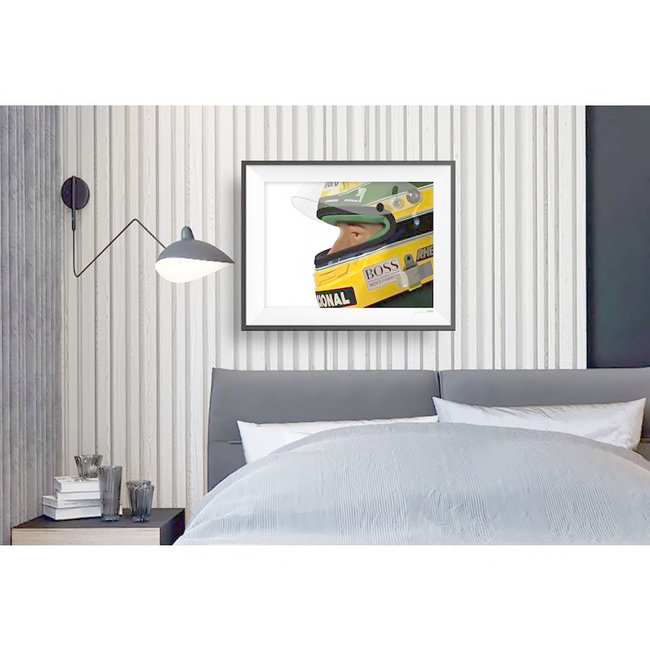 Ayrton Senna Print met houten lijst 63 x 43 cm