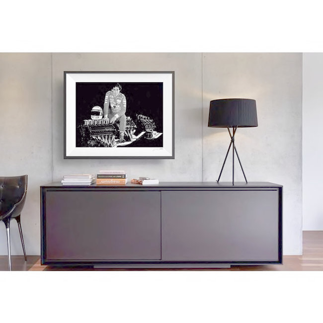 Ayrton Senna Print met houten lijst 63 x 43 cm