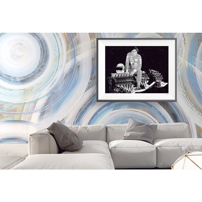 Ayrton Senna Print met houten lijst 63 x 43 cm