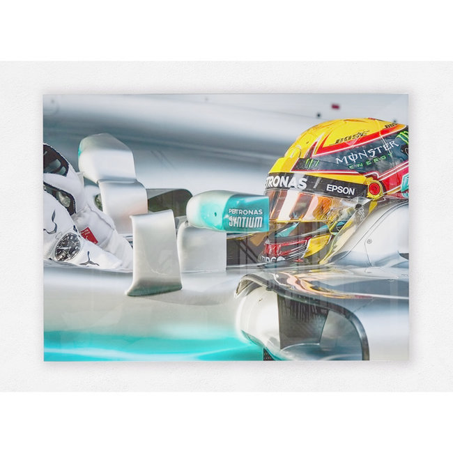 Lewis Hamilton GP Maleisie 2017 op plexiglas