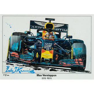 Zilver Gezicht omhoog Verbeelding Max Verstappen Litho RB15 - 2019| Red Bull Racing - Racing-Art.nl
