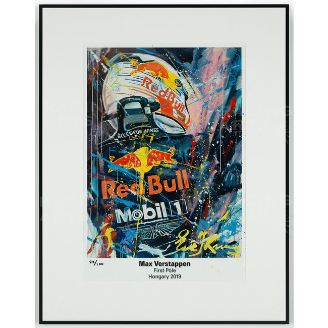 Max Verstappen First Pole Litho / Acryl 50 x 70 cm | Eric Jan kremer