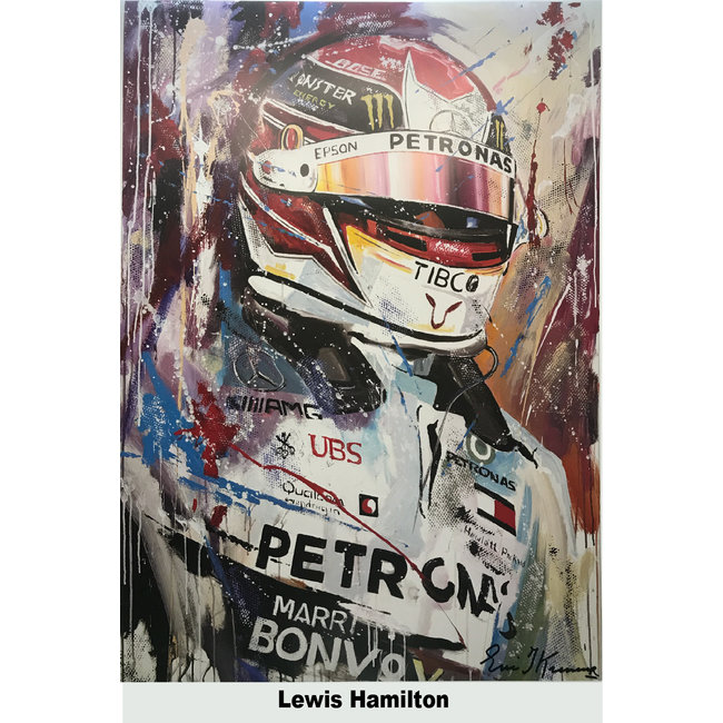 Lewis Hamilton 2019  litho print met lijst