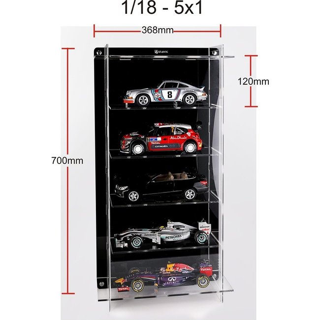 Vitrine voor 5 x 1:18 schaalmodel