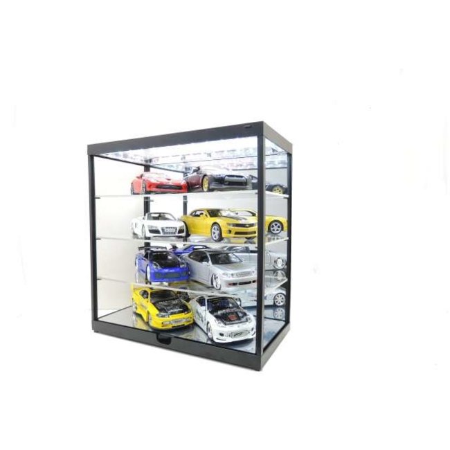 Triple 9 Vitrine voor schaalmodellen met LED verlichting en spiegel - Zwart