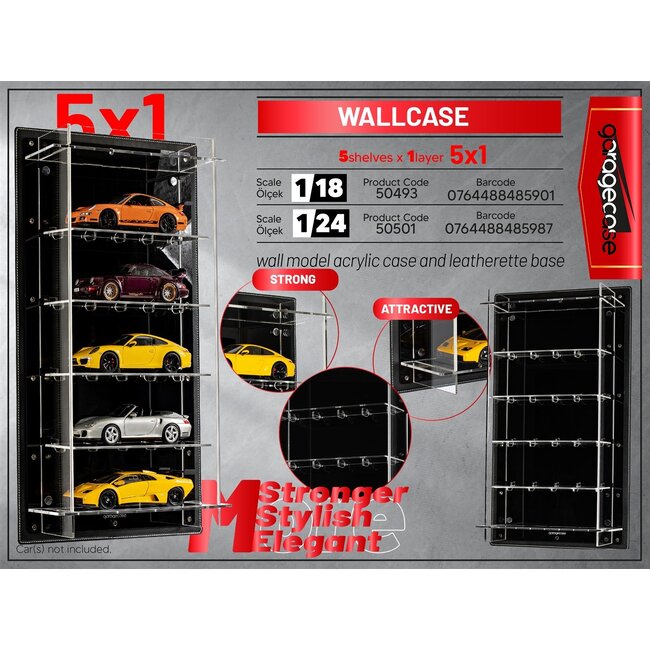 Luxe wandvitrine met leder 6 x 1:18 schaalmodellen (2x3)