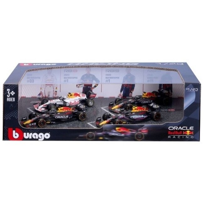 Bburago Set van 4x 1:43 modelauto's Red Bull Racing