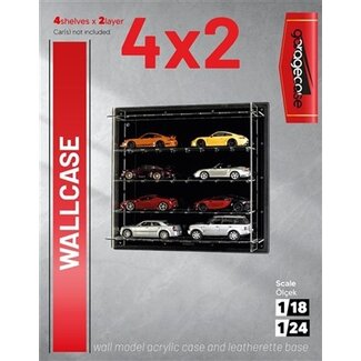 Luxe wandvitrine met leder 8 x 1:18 schaalmodellen (4x2)