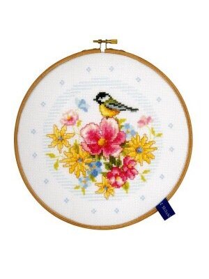 Vervaco Telpakket kit Pimpelmees met bloemen