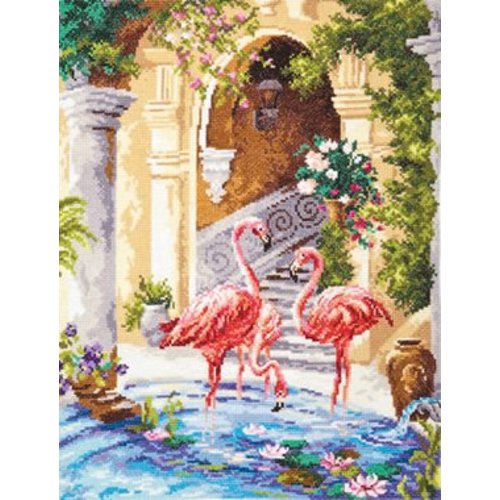 Magic Needle Borduurpakket Pink flamingos - Magic Needle (Chudo Igla)