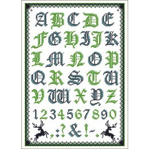 Lindner Patroon Lindner 007 - Folklore alfabet (blauw/groen)