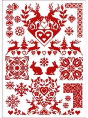 Lindner’s Kreuzstiche Patroon Lindner 008 - Folklore Rood