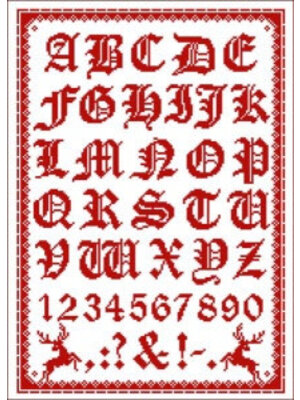 Lindner’s Kreuzstiche Patroon Lindner 009 - Folklore alfabet (rood)