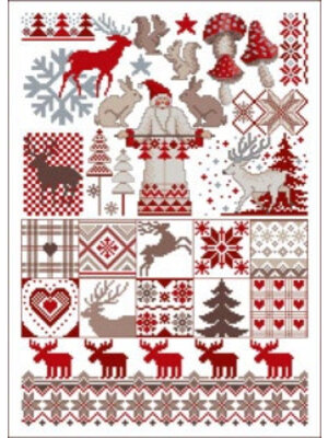 Lindner’s Kreuzstiche Patroon Lindner 016 - De Kerstman (Rood)