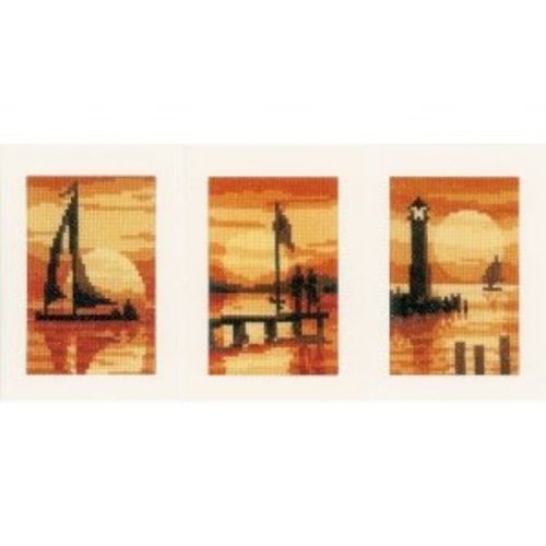 Vervaco Wenskaart kit Zonsondergang set van 3 Vervaco Wenskaart kit Zonsondergang set van 3