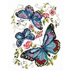 Chudo Igla Borduurpakket Blue butterflies - Magic Needle