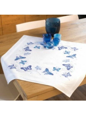 Vervaco Tafelkleed kit Blauwe vlinders Vervaco Tafelkleed kit Blauwe vlinders