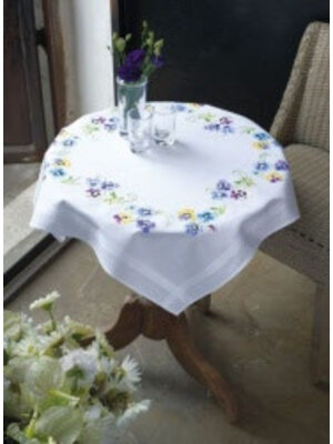 Vervaco Tafelkleed kit Viooltjes Vervaco Tafelkleed kit Viooltjes