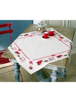Vervaco Aida tafelkleed kit Op de koffie Vervaco Aida tafelkleed kit Op de koffie