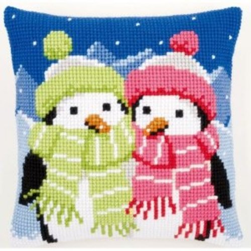 Vervaco Kruissteekkussen kit Pinguins met sjaal Vervaco Kruissteekkussen kit Pinguins met sjaal